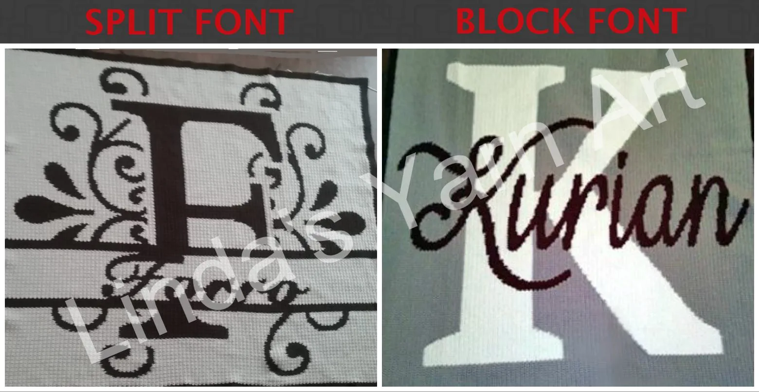 EXAMPLES OF SPLIT & BLOCK FONTS (watermark)