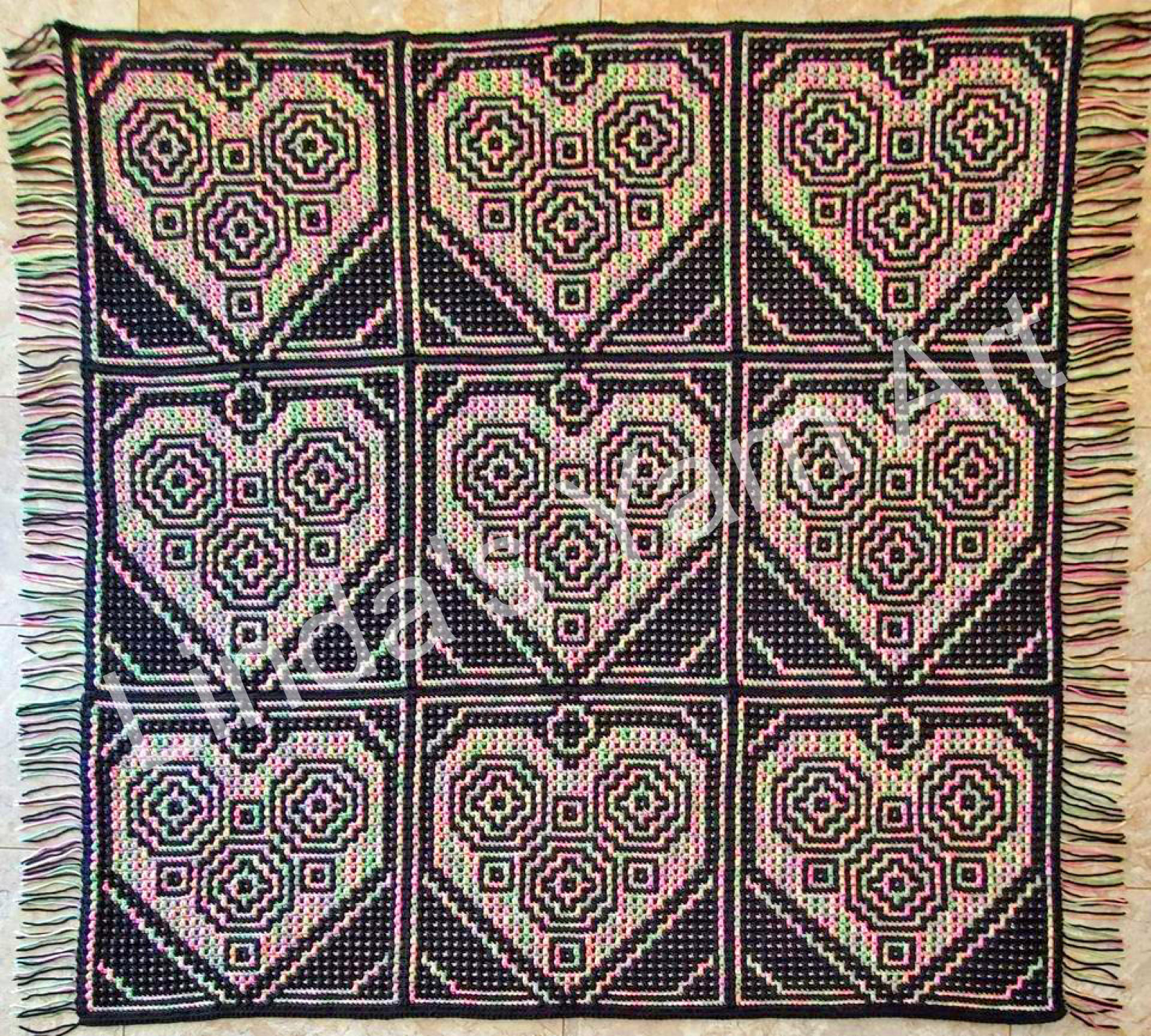 Heart Square - Overlay Mosaic Crochet Pattern